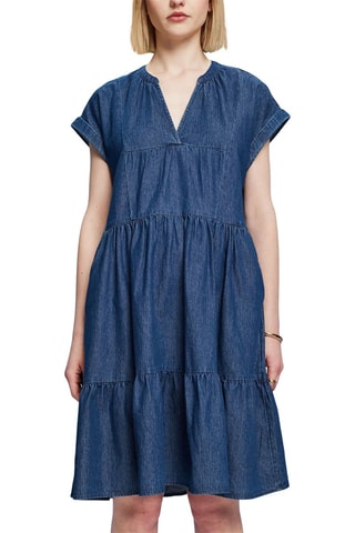 Vestido direito de ganga - Azul