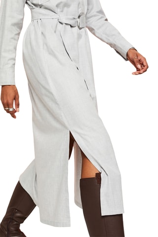 Vestido midi em lã - Cinzento-claro