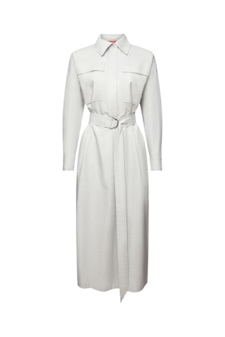 Vestido midi em lã - Cinzento-claro