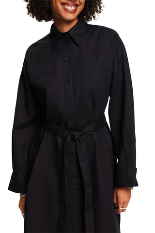 Vestido-camisa em linho - Preto