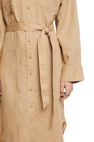 Vestido-camisa em linho - Bege