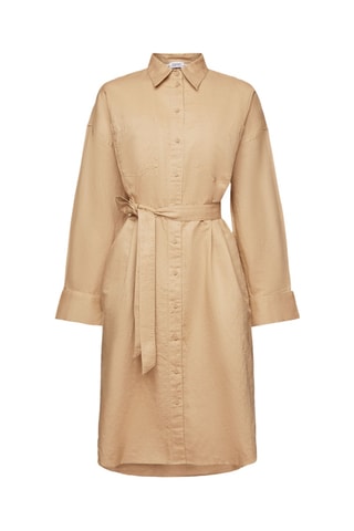 Vestido-camisa em linho - Bege