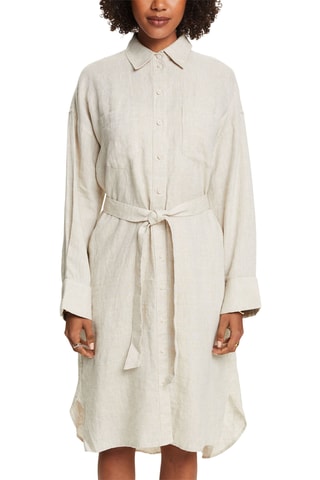 Vestido-camisa em linho - Bege