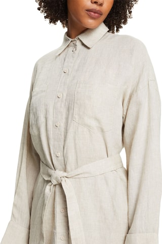 Vestido-camisa em linho - Bege