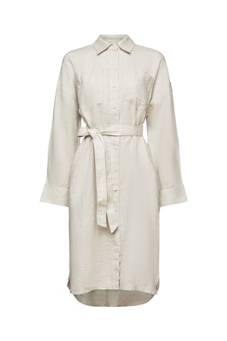 Vestido-camisa em linho - Bege