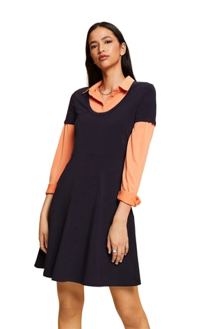 Vestido estilo patinadora - Azul-marinho