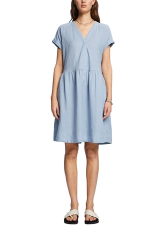 Vestido estilo patinadora em linho - Azul