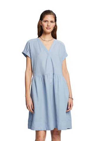 Vestido estilo patinadora em linho - Azul