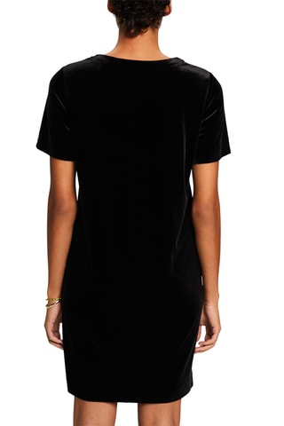 Vestido direito em veludo - Preto
