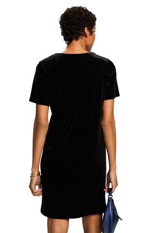 Vestido direito em veludo - Preto