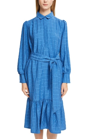 Vestido com folhos - Azul-real