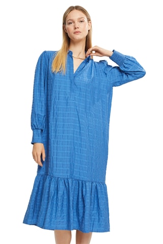 Vestido com folhos - Azul-real