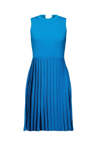 Vestido plissado - Azul-cobalto