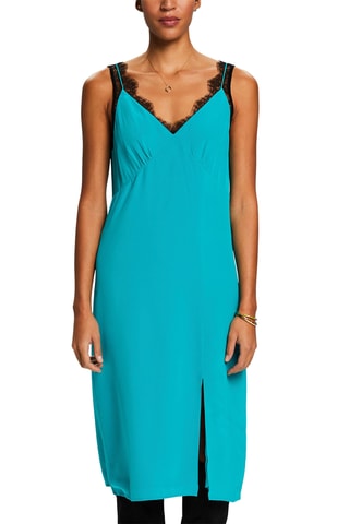 Vestido midi em seda - Turquesa