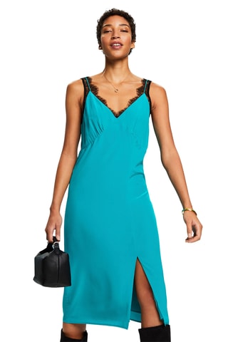 Vestido midi em seda - Turquesa