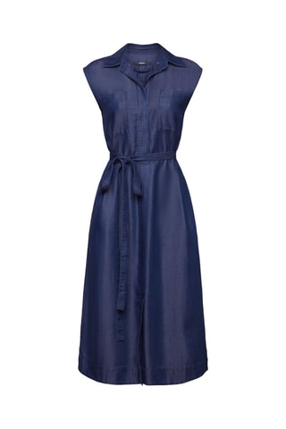 Vestido direito de ganga - Azul-escuro