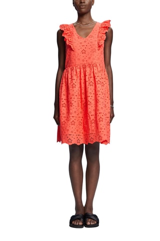 Vestido estilo patinadora em bordado inglês e algodão biológico - Laranja