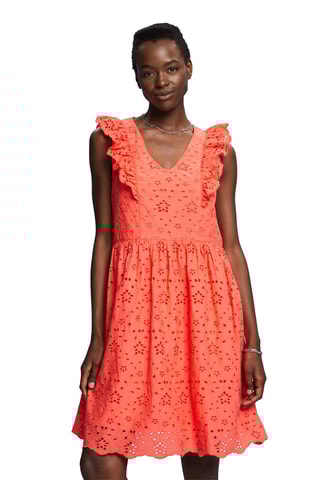 Vestido estilo patinadora em bordado inglês e algodão biológico - Laranja