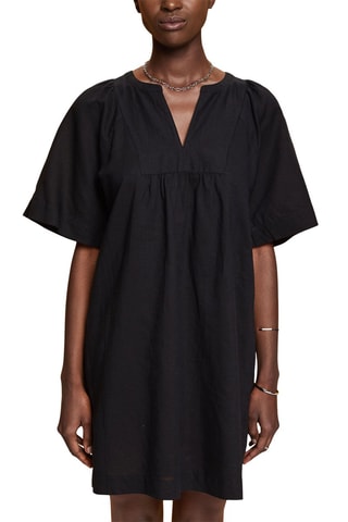 Vestido trapézio em linho - Preto