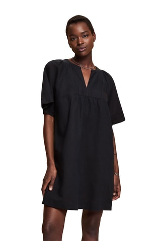 Vestido trapézio em linho - Preto