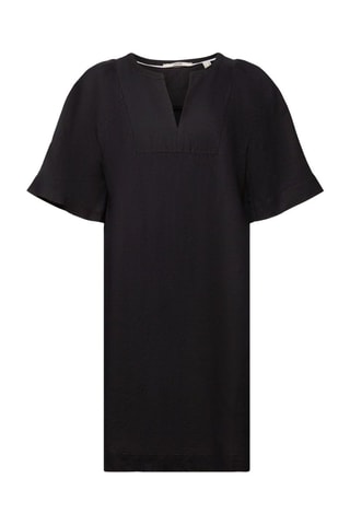 Vestido trapézio em linho - Preto