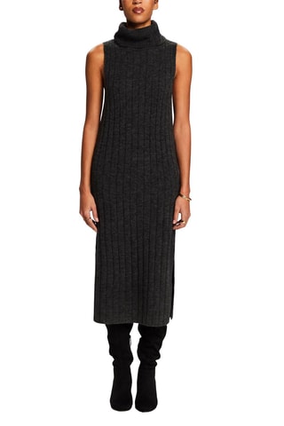 Vestido-camisola em lã - Antracite