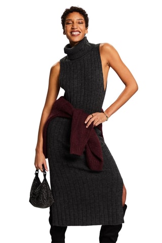 Vestido-camisola em lã - Antracite