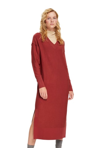 Vestido-camisola - Vermelho-tijolo