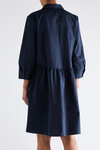 Vestido-direito em algodão biológico - Azul-marinho
