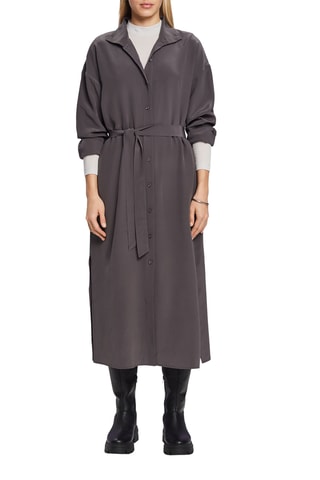 Vestido-camisa em seda - Cinzento-escuro