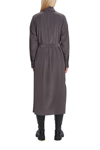 Vestido-camisa em seda - Cinzento-escuro