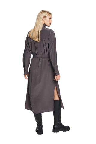 Vestido-camisa em seda - Cinzento-escuro