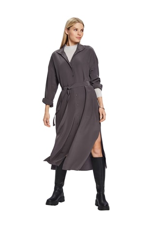 Vestido-camisa em seda - Cinzento-escuro