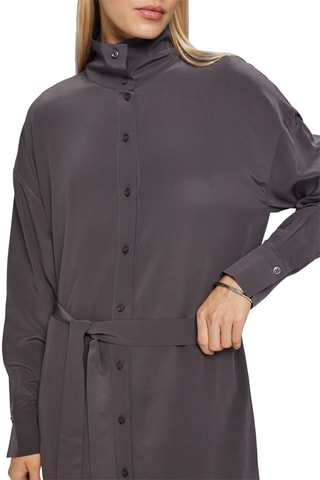 Vestido-camisa em seda - Cinzento-escuro