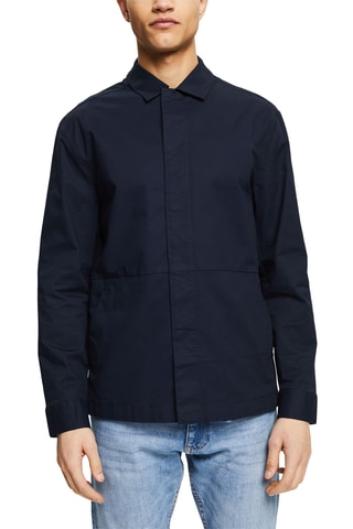 Sobrecamisa em algodão biológico - Azul-marinho