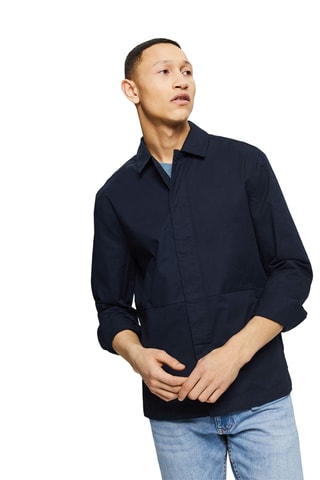 Sobrecamisa em algodão biológico - Azul-marinho