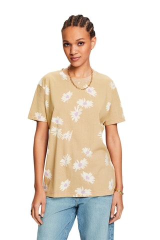 T-shirt em algodão biológico - Malva e bege