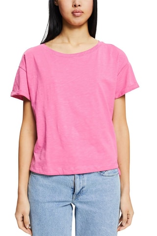 T-shirt em algodão biológico - Fúcsia mesclado