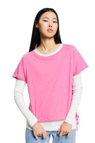 T-shirt em algodão biológico - Fúcsia mesclado