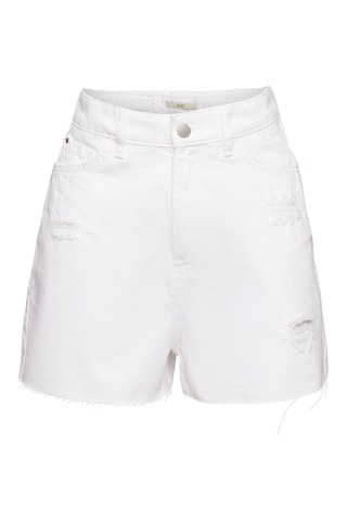 Calções de ganga cintura subida - Branco
