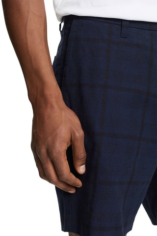 Bermudas em linho - Azul-marinho