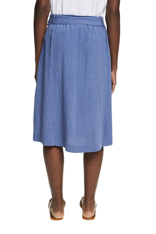 Saia midi em linho - Azul-claro