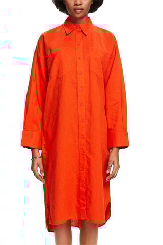 Vestido-camisa em linho - Laranja