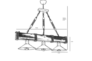 Candeeiro suspenso em madeira de carpa - Natural - 3 x 60 W