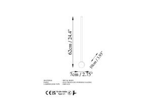 Aplique de parede LED Sword - Preto - 8 W