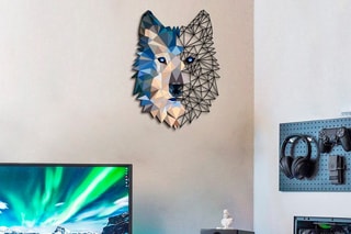 Decoração de parede Metal Wolf Art Preto e azul
