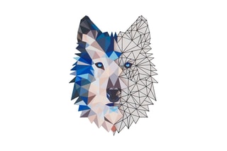 Decoração de parede Metal Wolf Art Preto e azul