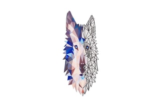 Decoração de parede Metal Wolf Art Preto e azul