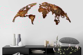 Décoration murale World Map - 150 x 59 cm - Cuivré