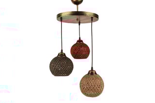Candeeiro suspenso - Bronze e castanho - 3 x 60 W